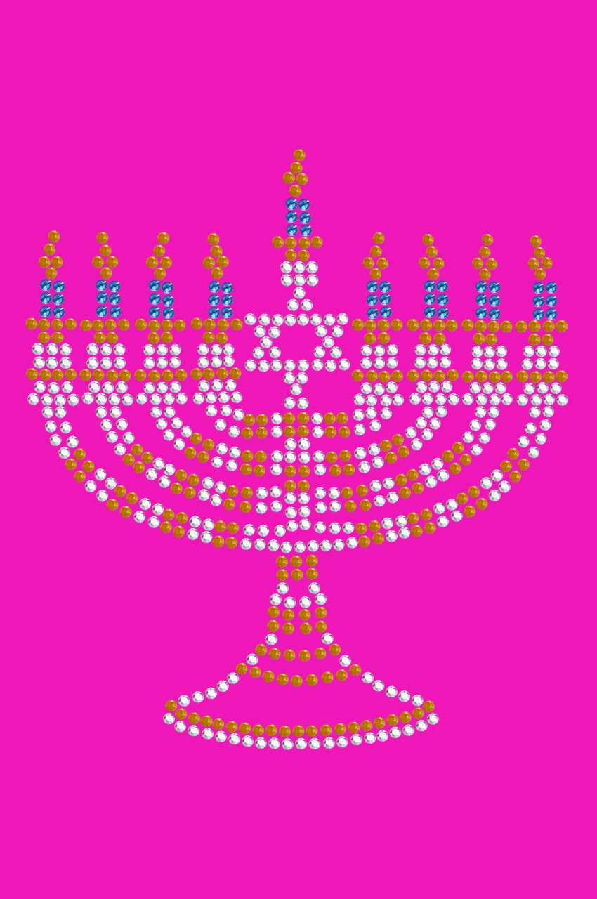Menorah - Small (Blue, Silver, & Gold) - Womens T-shirt
