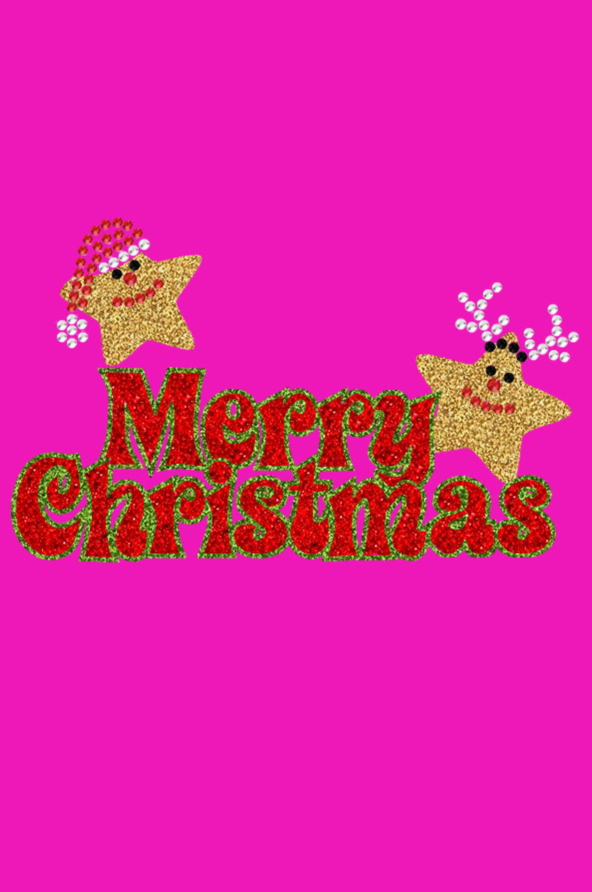 Merry Christmas Glitter Stars - Womens T-shirt