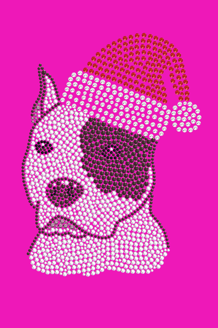 Pit Bull with Santa Hat - Womens T-shirt