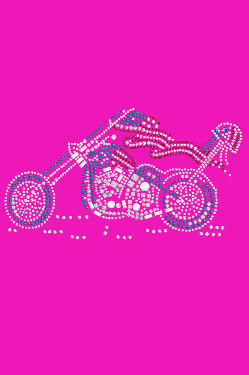 Motorcycle - Red, White, & Turquoise - Womens T-shirt