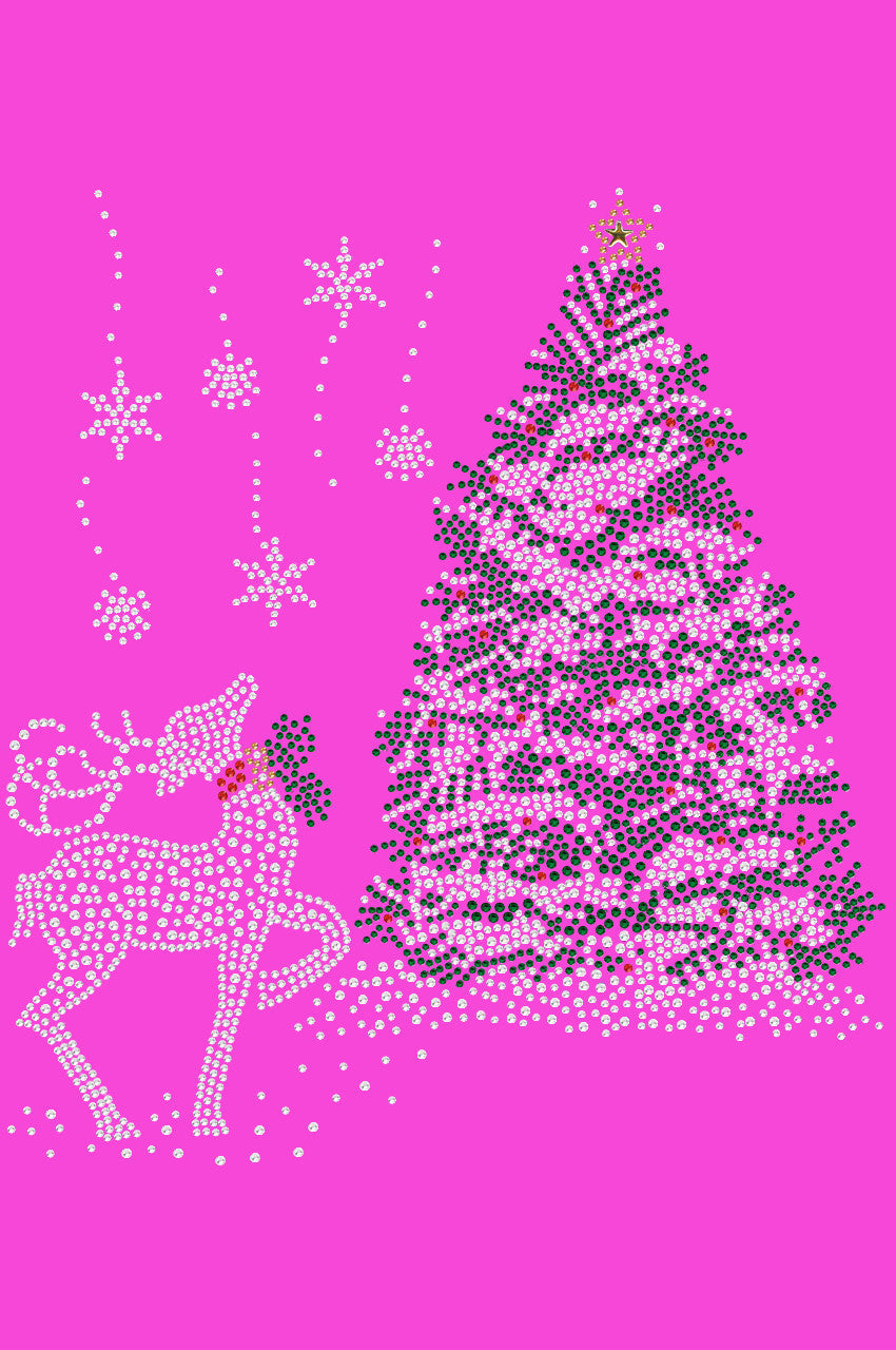 Christmas Tree with Reindeer - Womens Tee