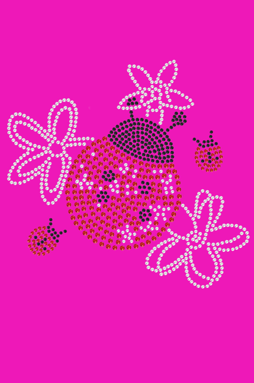 Large Lady Bug with Flowers - Womens T-shirt