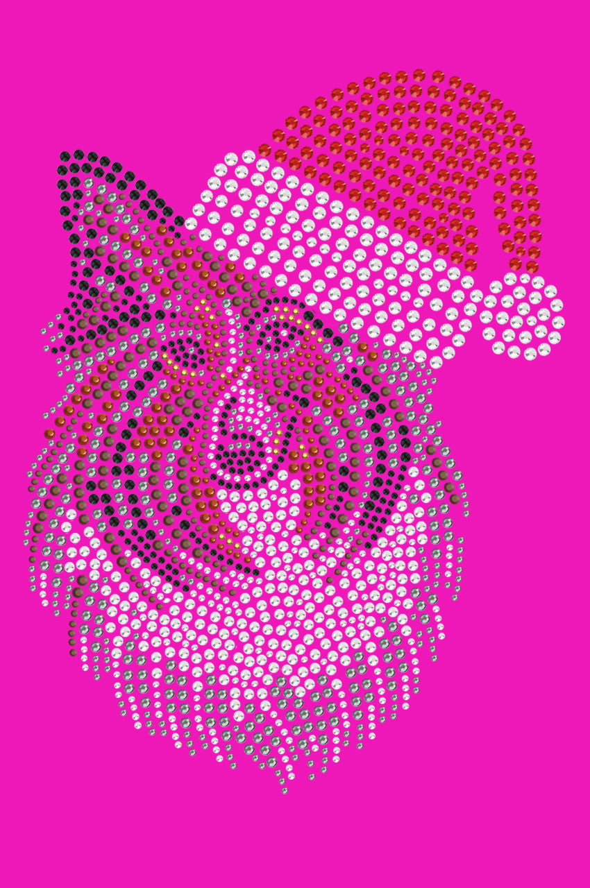 Sheltie Face with Santa Hat - Womens T-shirt