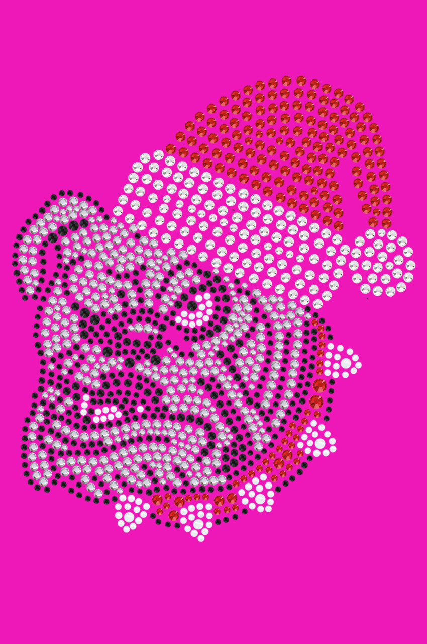 Bulldog Face (White) with Santa Hat - Women's T-shirt