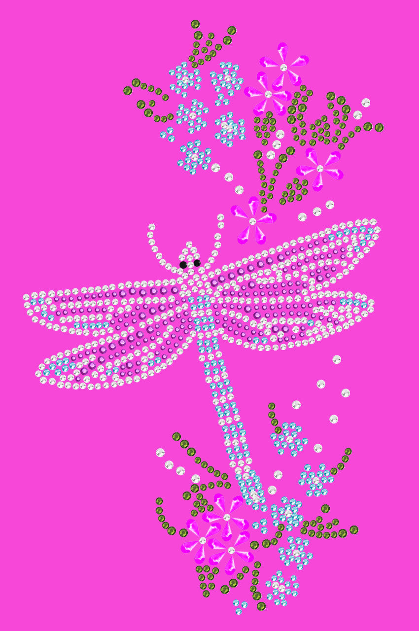 Dragonfly with Flowers - Womens Tee