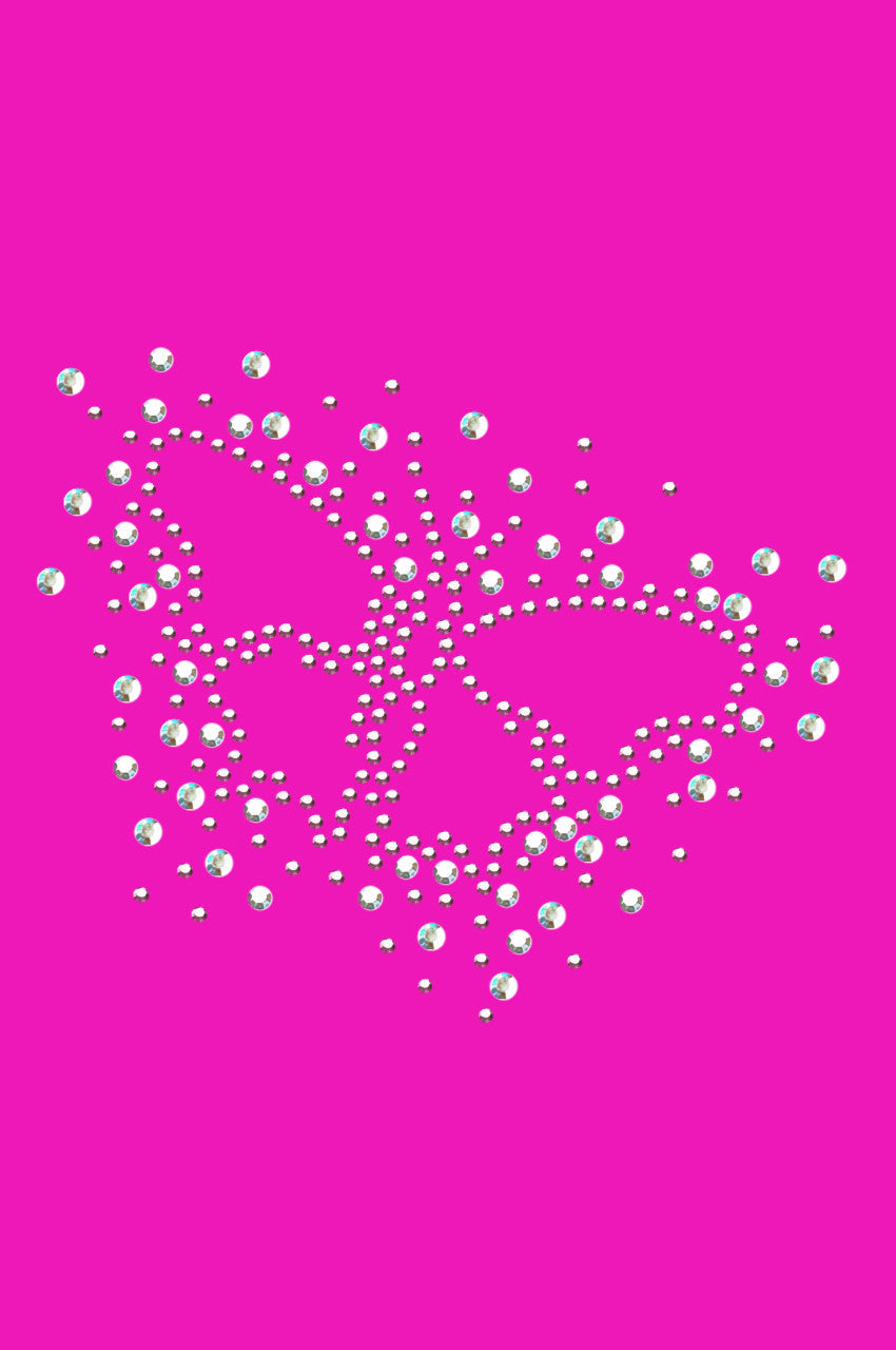 Pink Austrian crystal AB Butterfly - Womens T-shirt