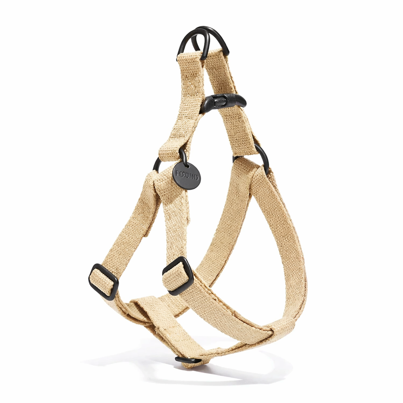 Found My Animal Hemp Cotton Dog & Cat Harness with Matte Black Hardware – Adjustable, Durable & Stylish