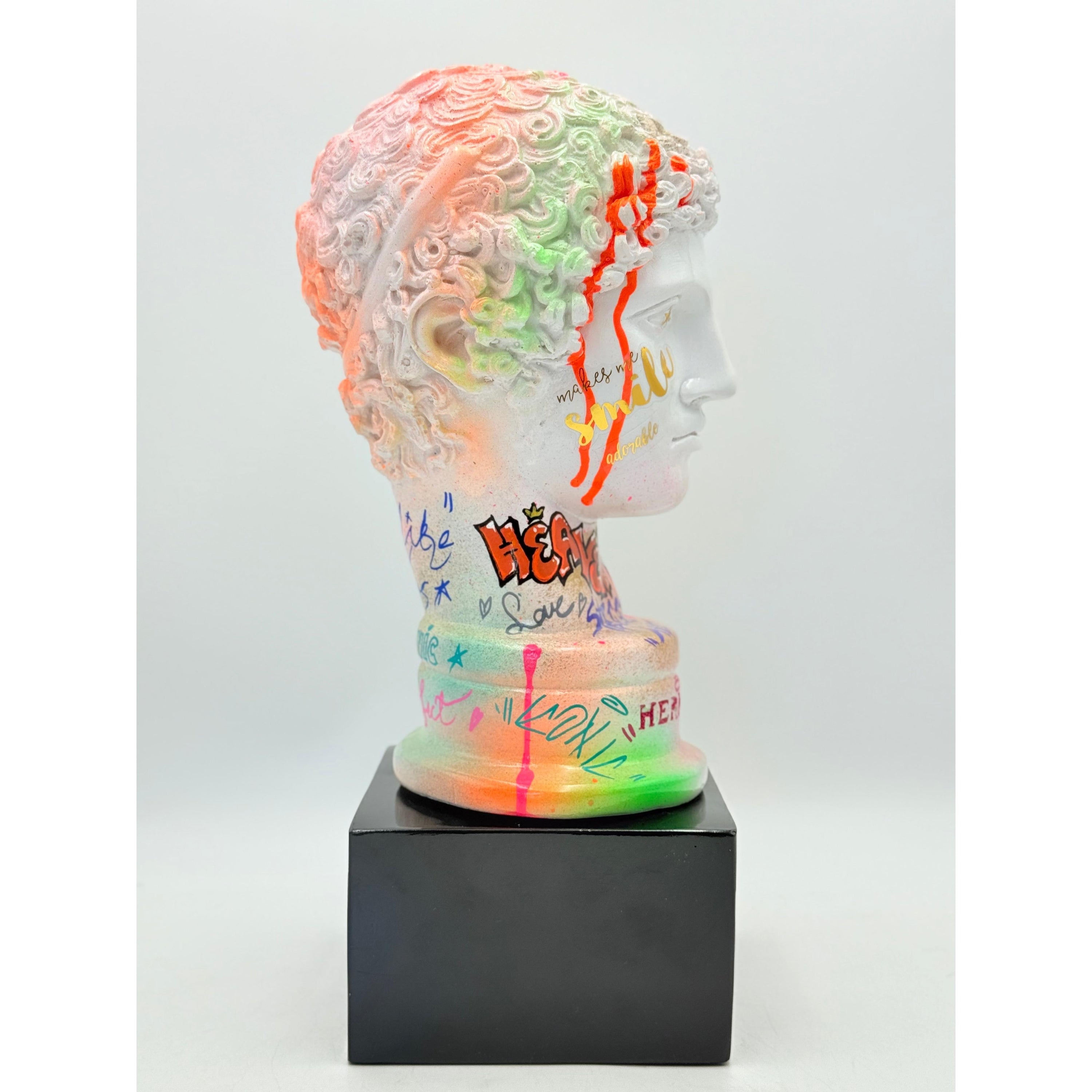 Hermes Bust - Neon Graffiti Edition Red Designer-Inspired Decor Bust image 2 - HT Animal Supply