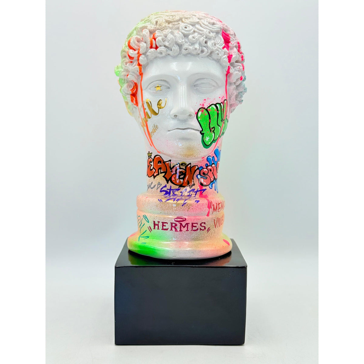 And Iconic Hermes Bust Neon Graffiti Style