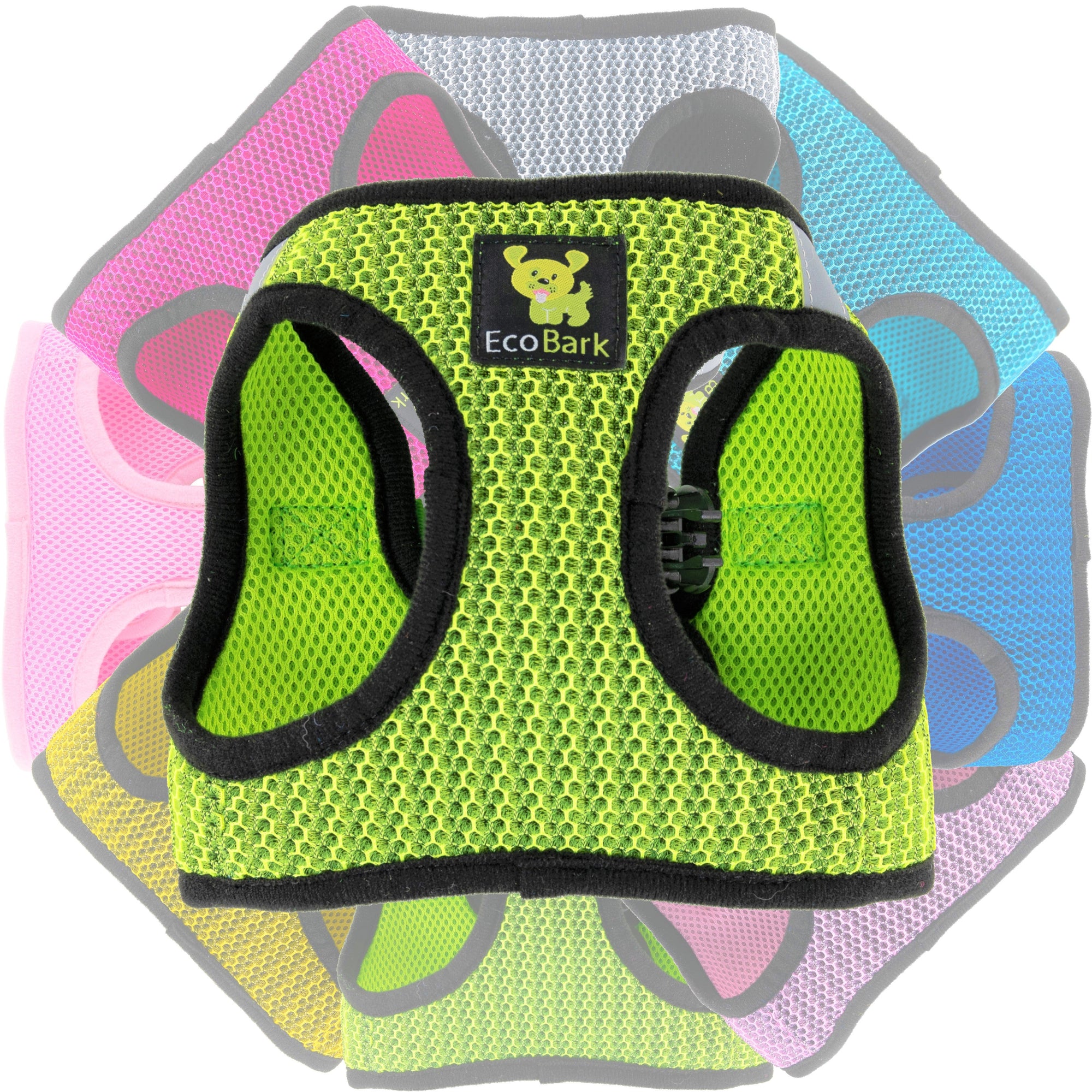 EcoBark Step In Dog Harness - Teacup & Small Breeds- Reflective Soft Mesh Harness for Teacup, Small Dogs and Puppies / Neon Green Sport