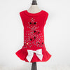 Hello Doggie Holiday Sparkle Satin Cotton Red Dog Dress