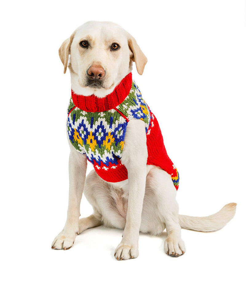 Chilly Dog Holiday Fair Isle Wool Dog Sweater