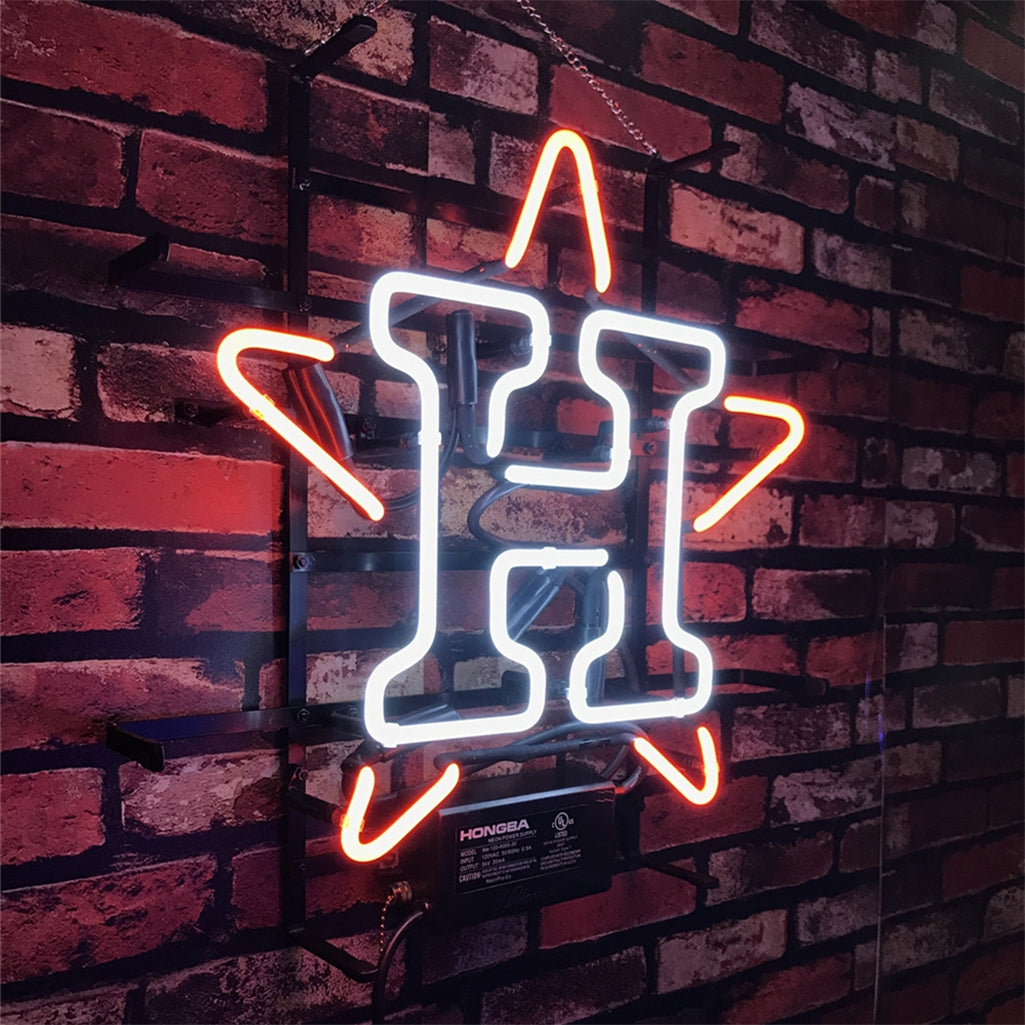 Houston Astros Baseball Logo Real Glass Neon Sign
