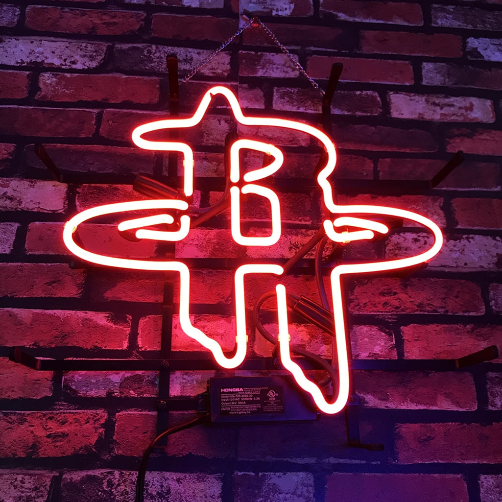 Houston Rockets Basketball Logo Real Glass Neon Sign