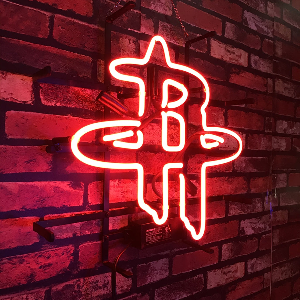 Houston Rockets Basketball Logo Real Glass Neon Sign