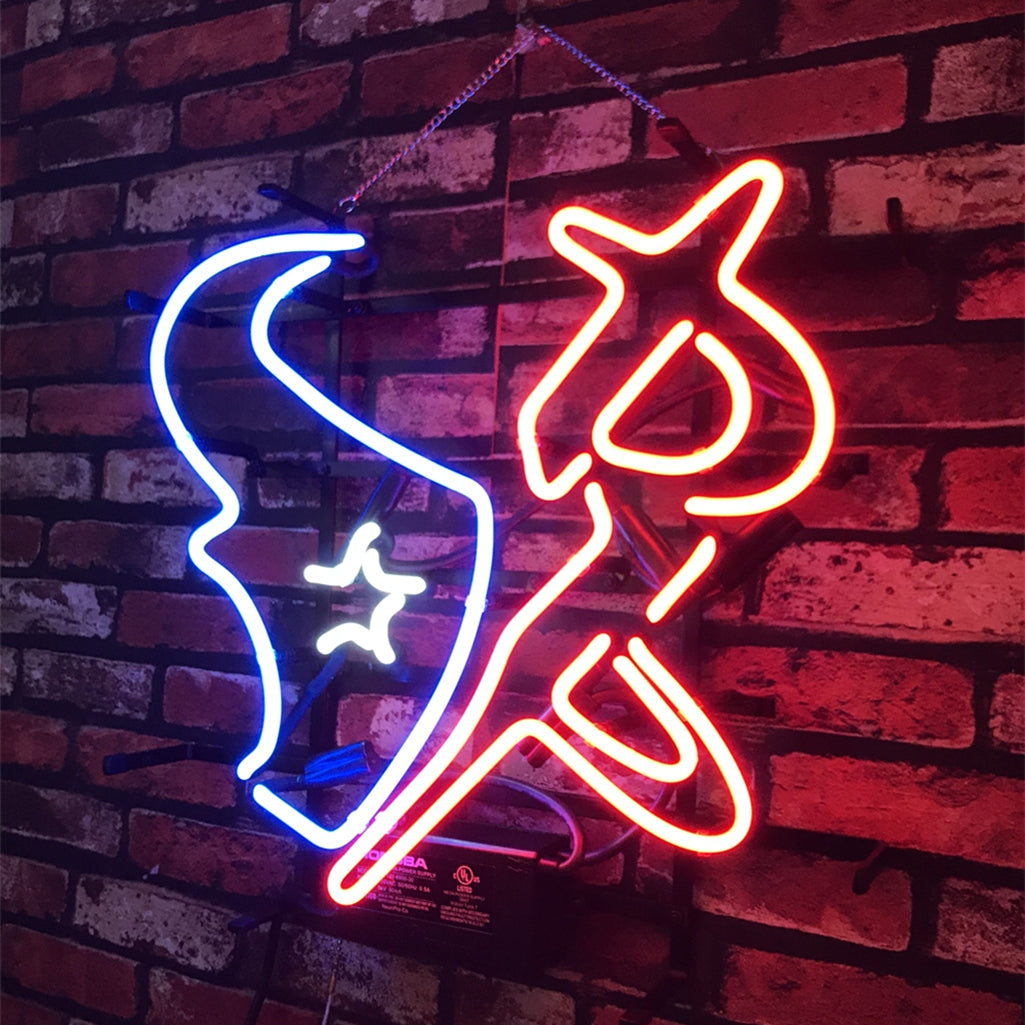 Houston Texans Logo Real Glass Neon Sign