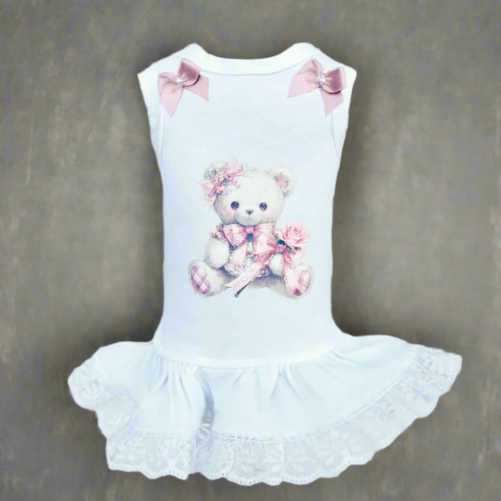 Hello Doggie Hugs x Kisses Faux Fur Satin Dog Dress