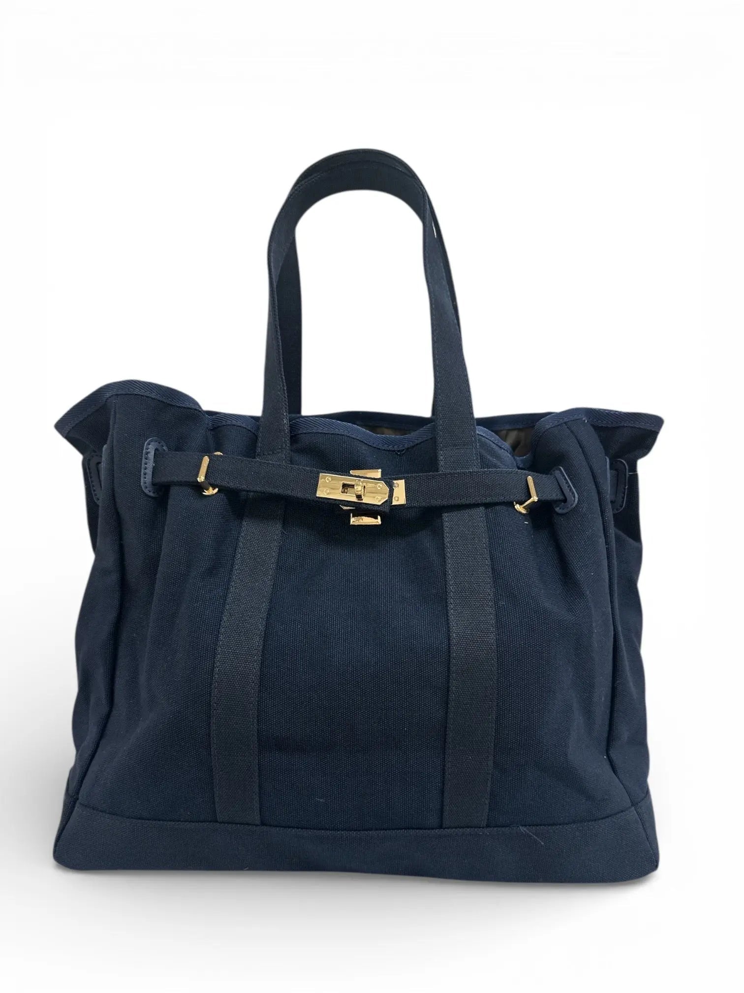 Huntley Equestrian Barnkin Canvas Tote Bag with Gold Hardware, Navy