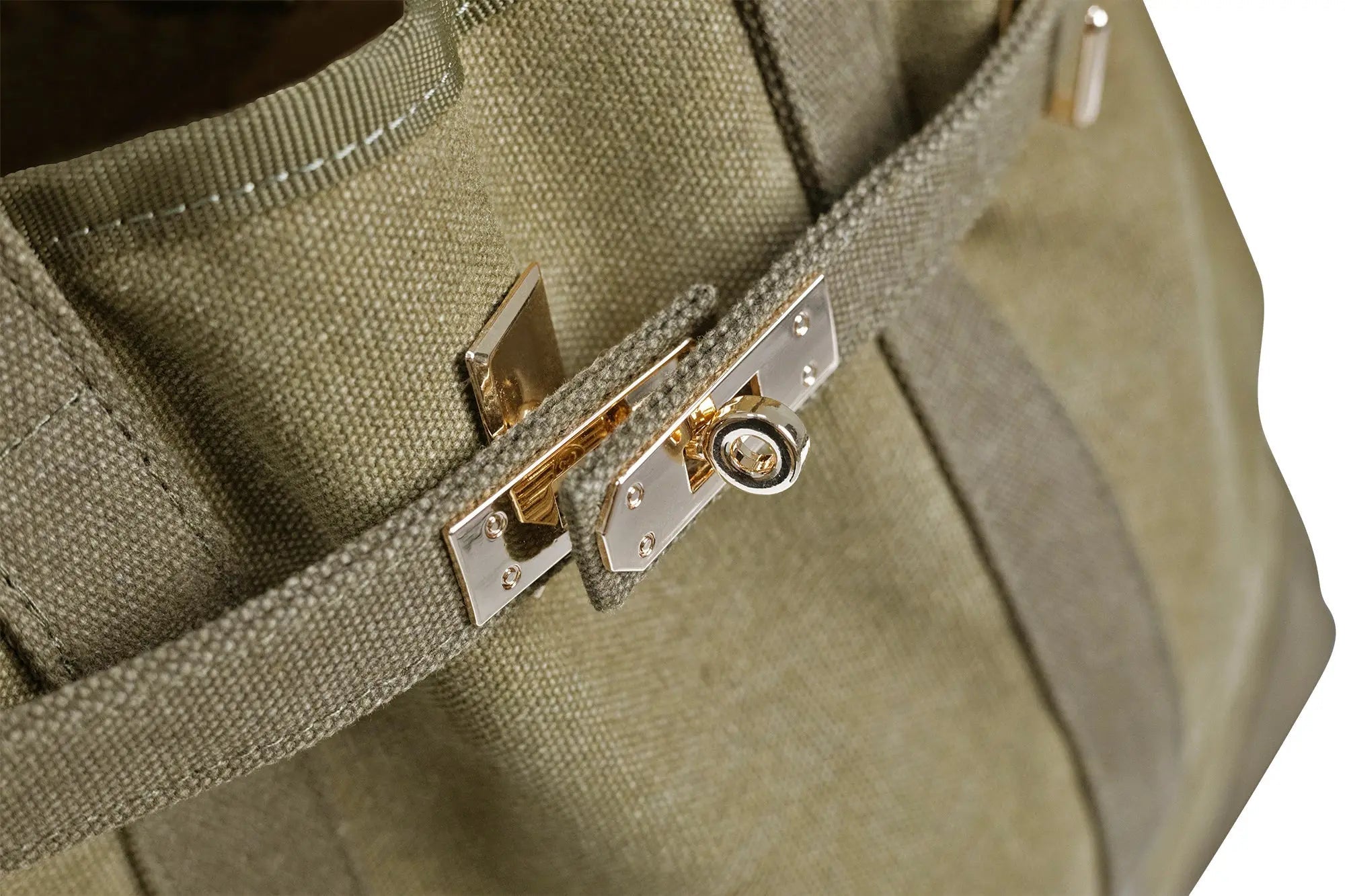 Huntley Equestrian Barnkin Olive Green Canvas Tote Bag with Gold Hardware