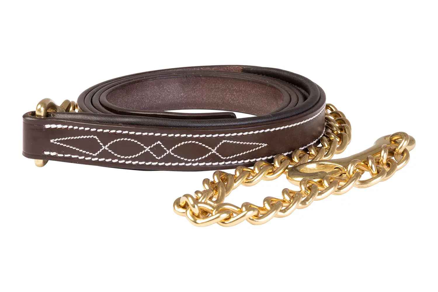 Huntley Equestrian Sedgwick Leather Lead with Brass Chain
