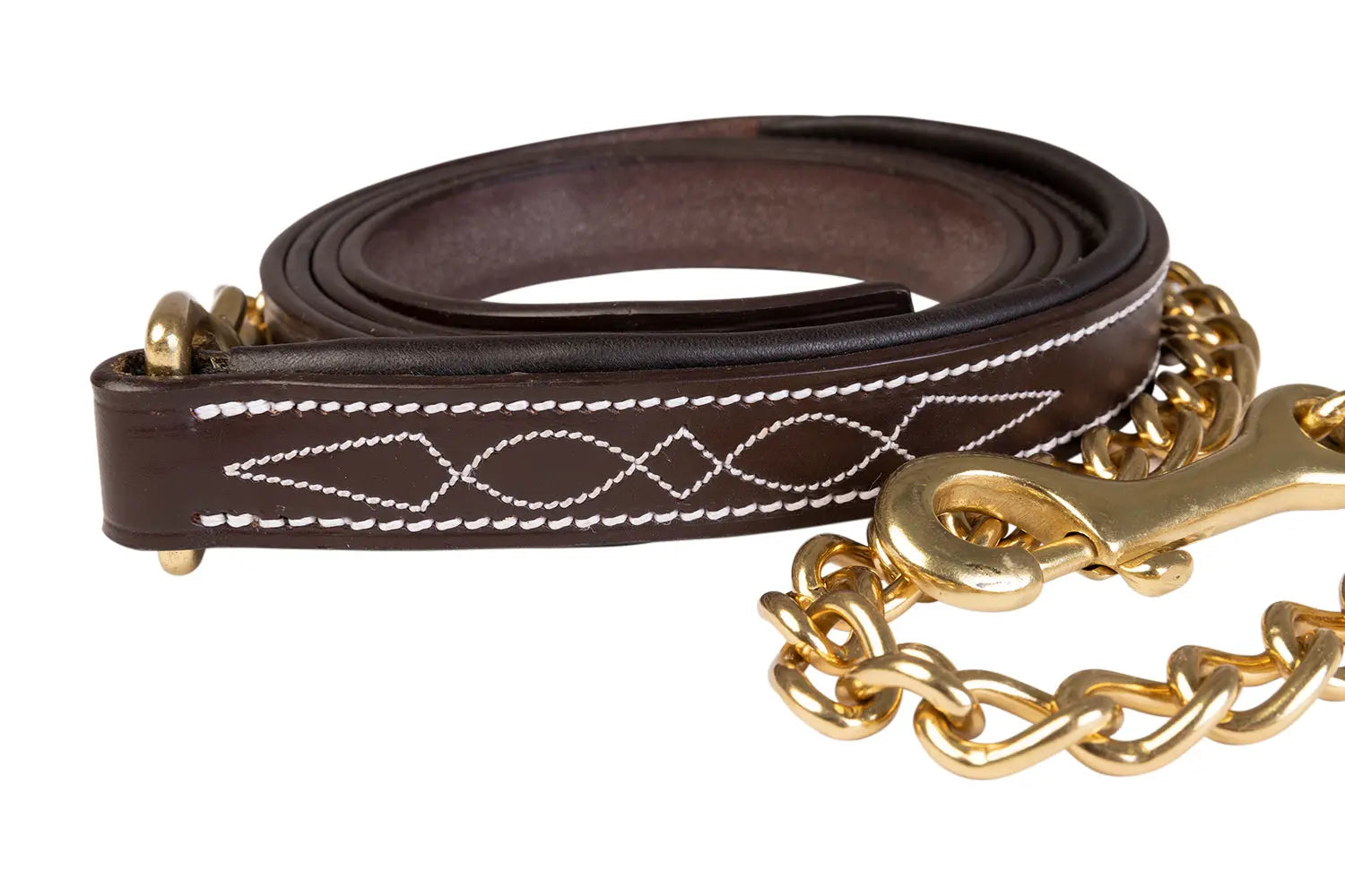 Huntley Equestrian Sedgwick Leather Lead with Brass Chain