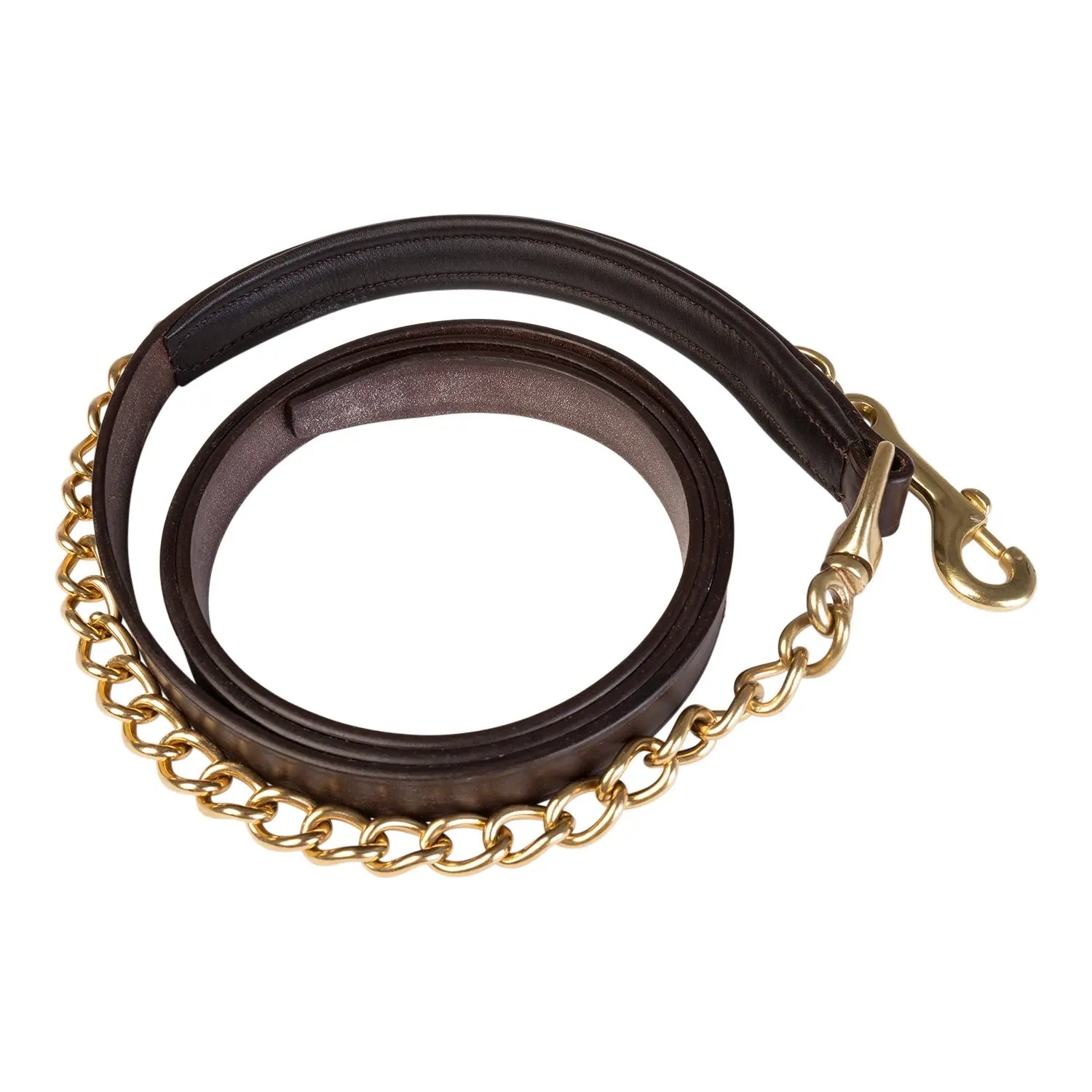 Huntley Equestrian Sedgwick Leather Lead with Brass Chain