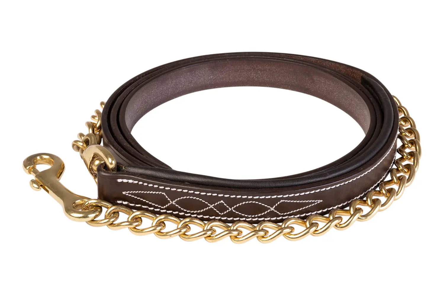 Huntley Equestrian Sedgwick Leather Lead with Brass Chain