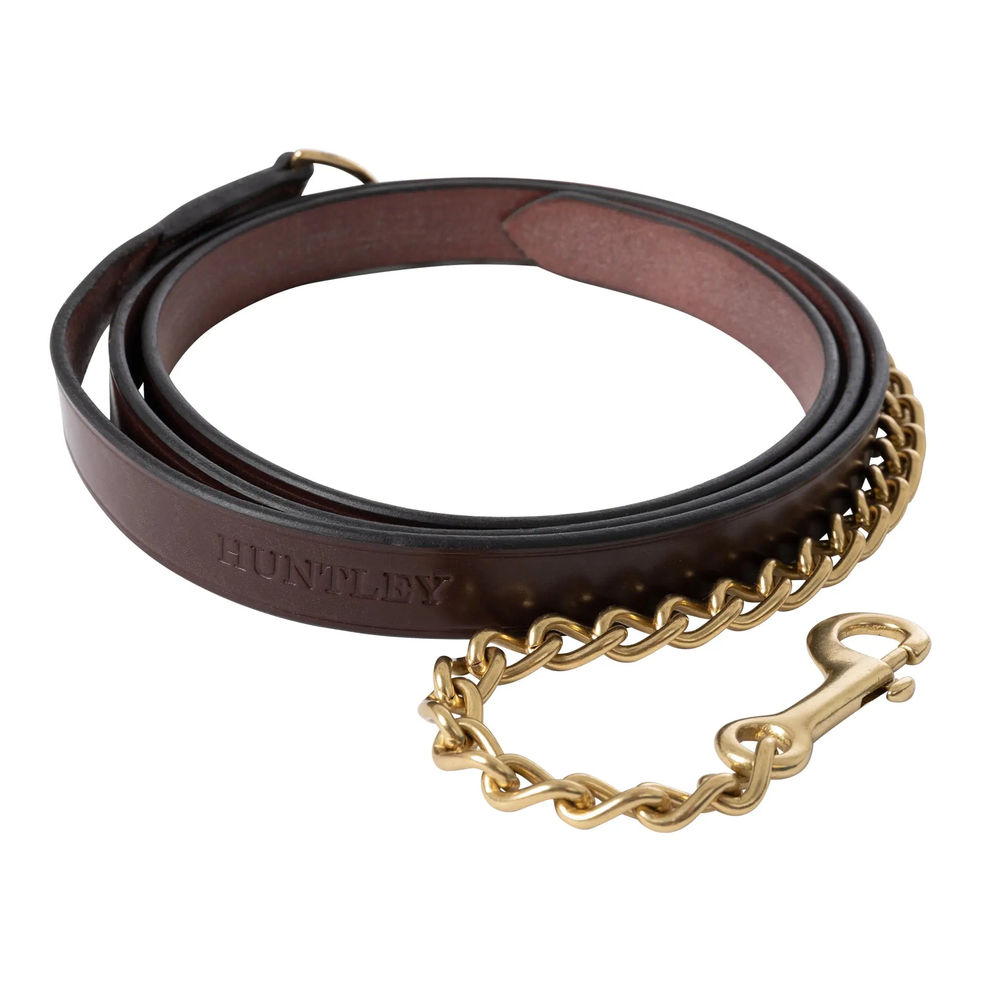 Huntley Equestrian Sedgwick Leather Lead with Brass Chain