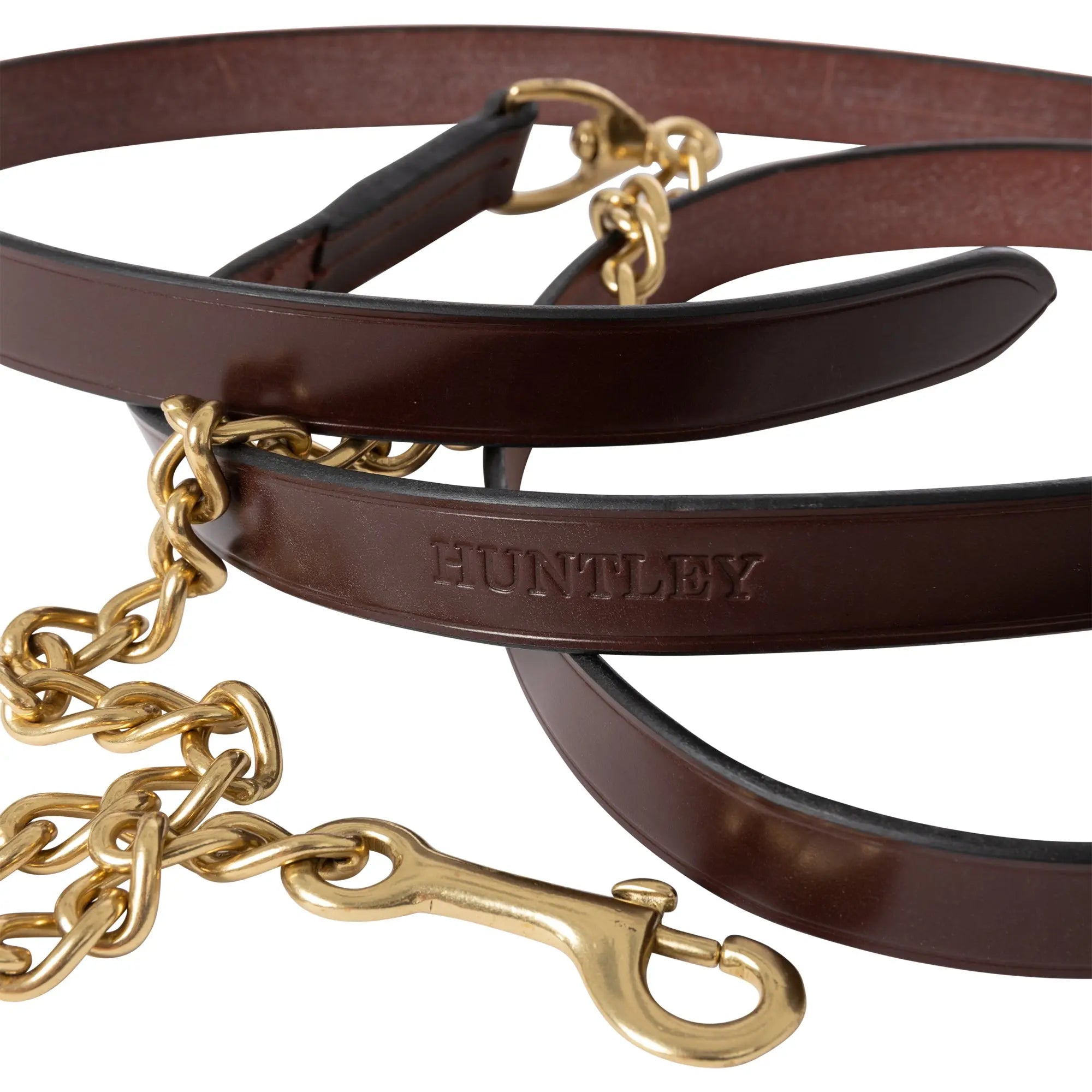 Huntley Equestrian Sedgwick Leather Lead with Brass Chain