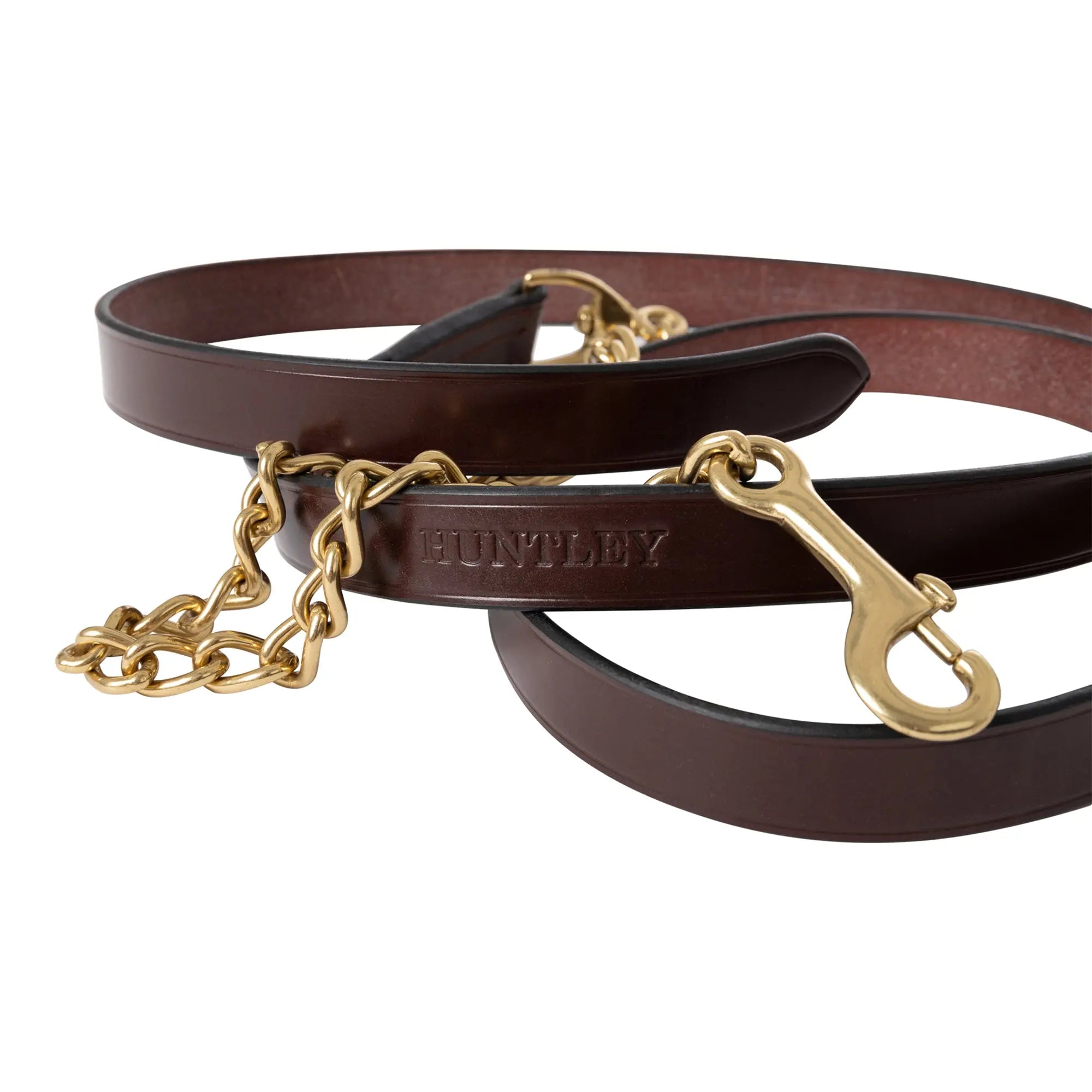 Huntley Equestrian Sedgwick Leather Lead with Brass Chain