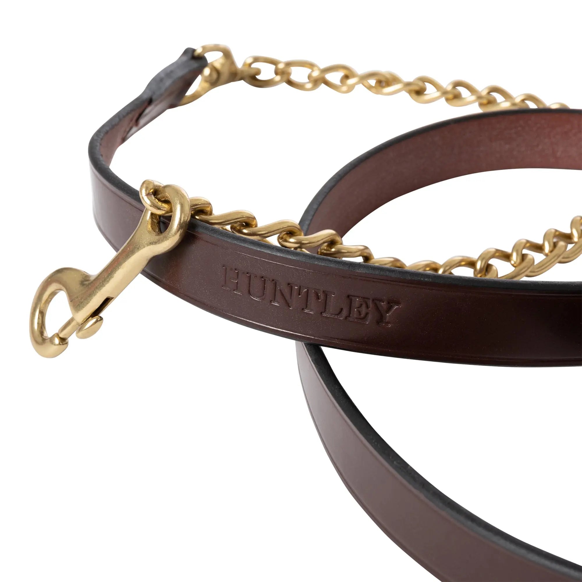 Huntley Equestrian Sedgwick Leather Lead with Brass Chain