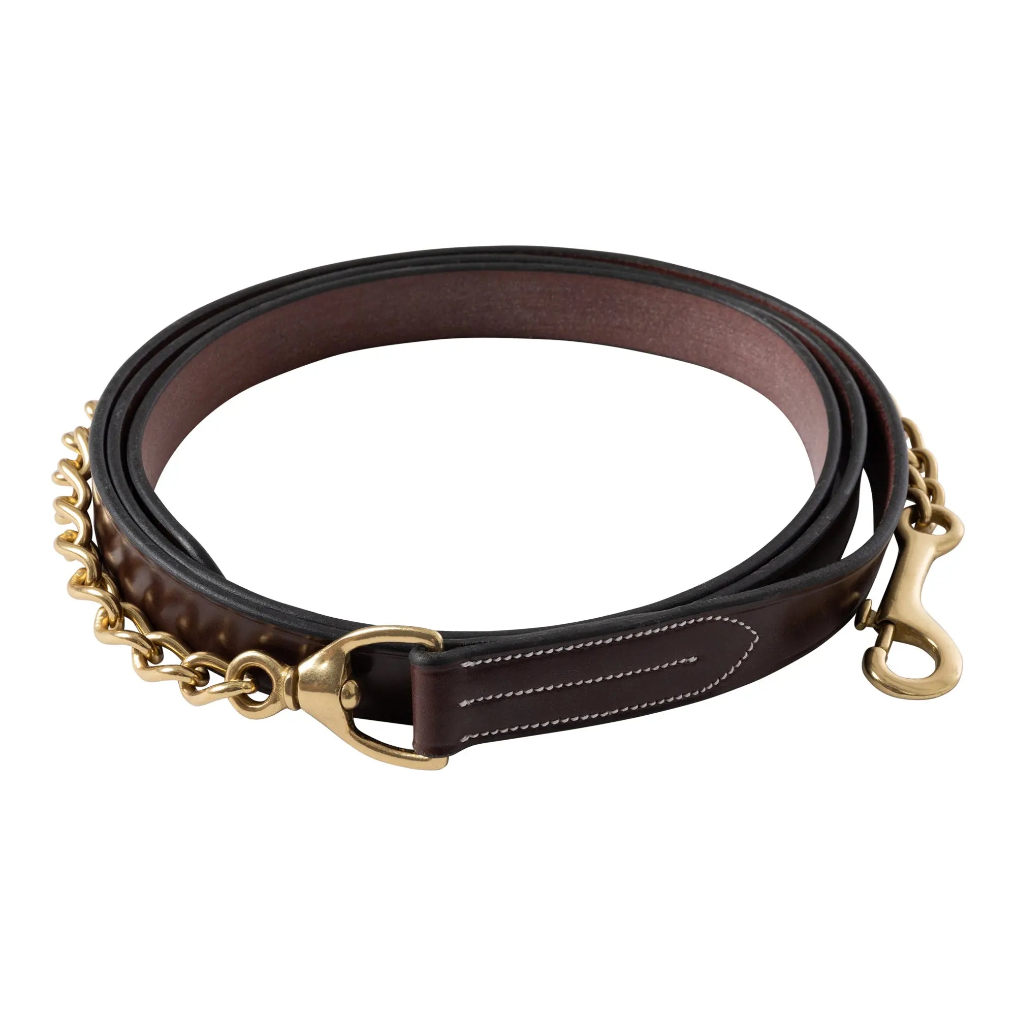 Huntley Equestrian Sedgwick Leather Lead with Brass Chain