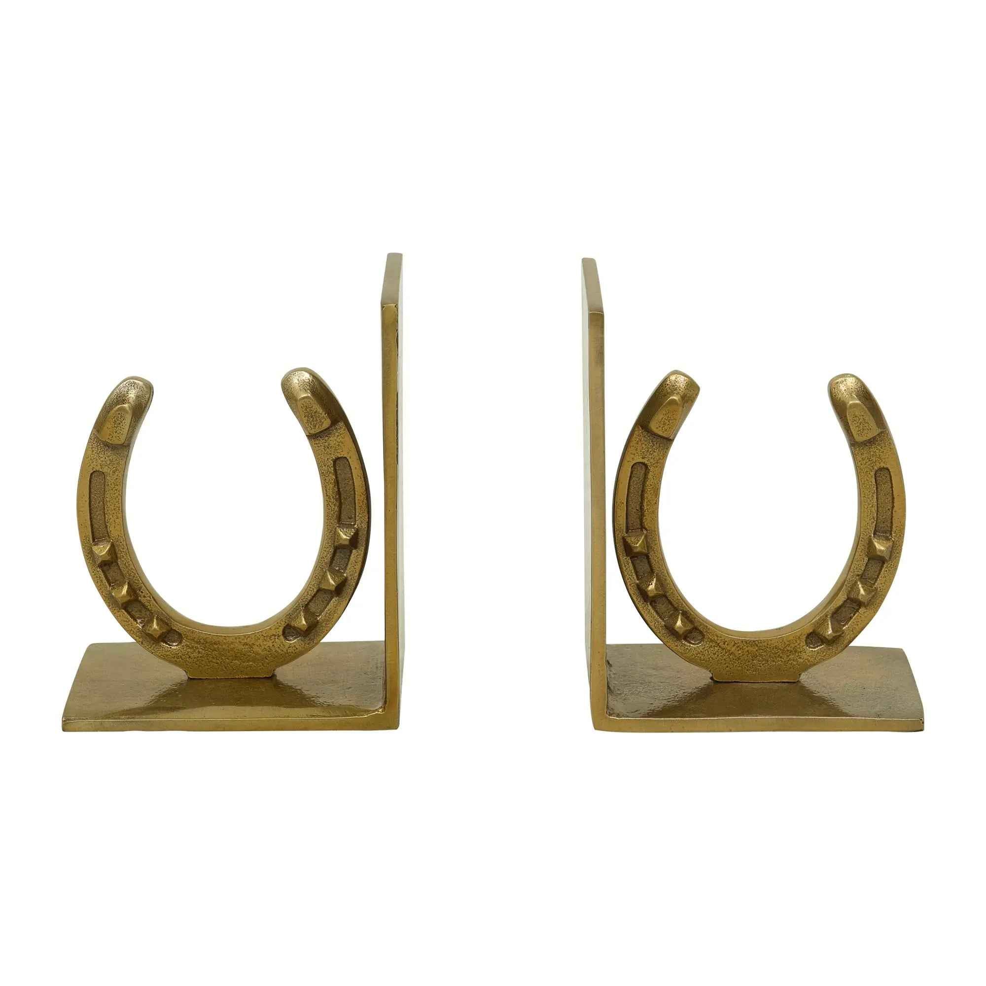 Huntley Equestrian Antique Brass Horseshoe Bookends