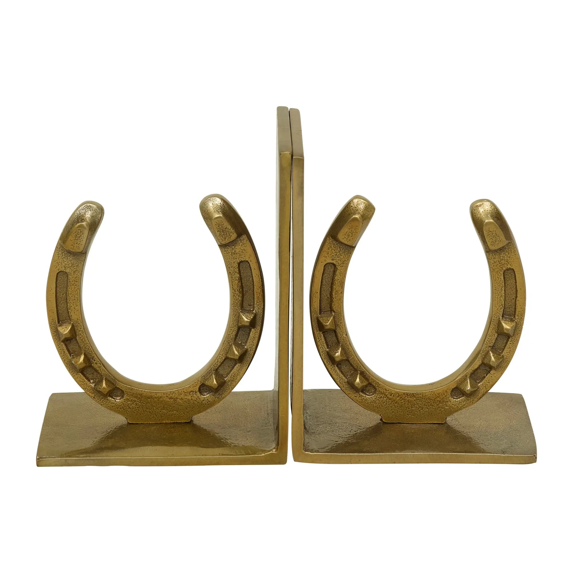 Huntley Equestrian Antique Brass Horseshoe Bookends
