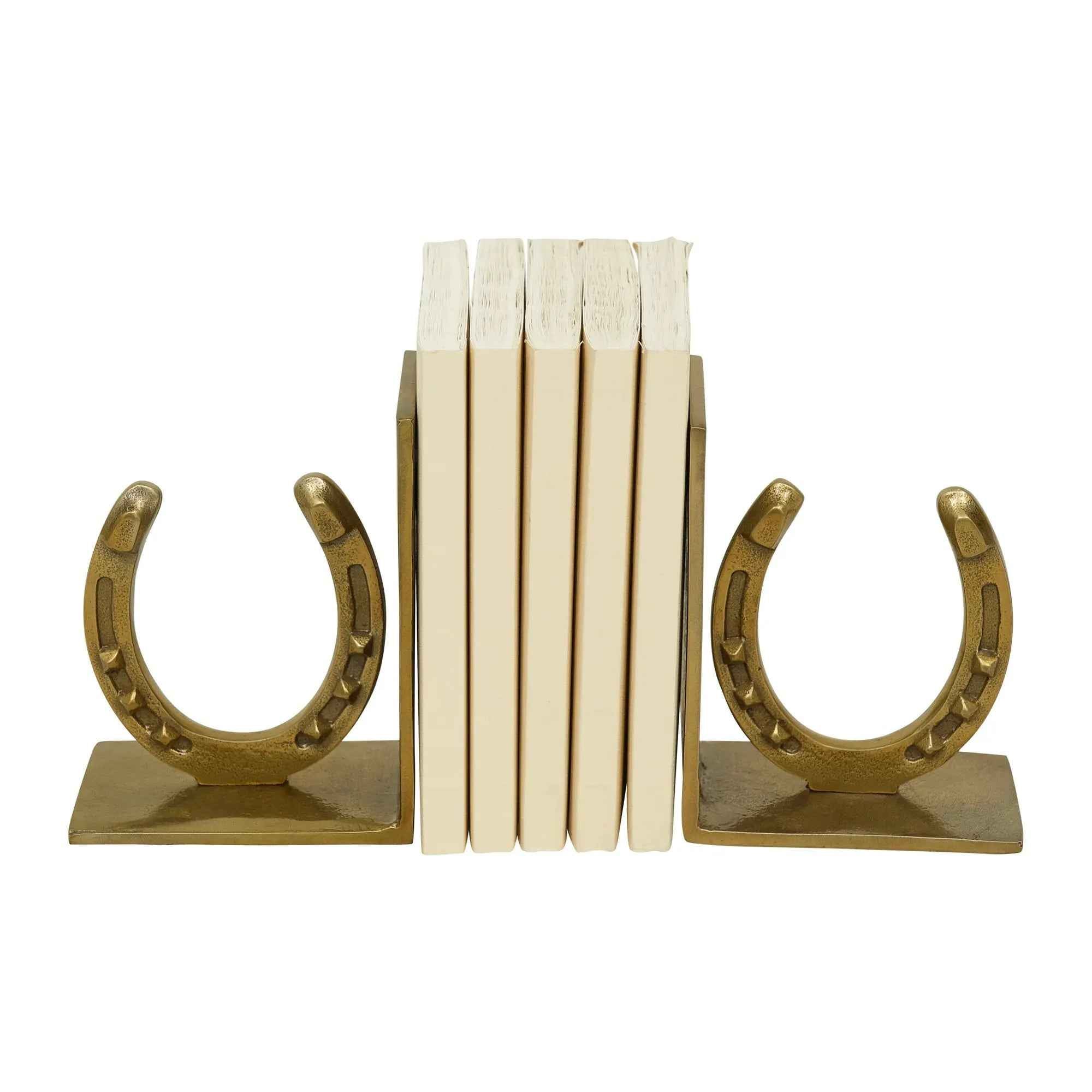 Huntley Equestrian Antique Brass Horseshoe Bookends