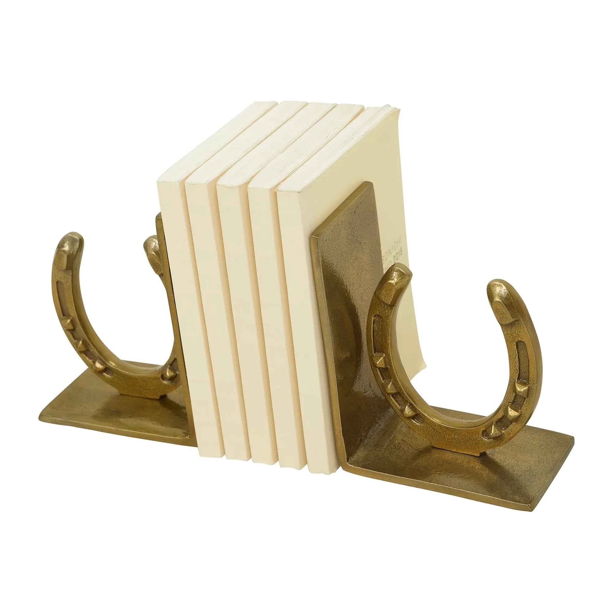 Huntley Equestrian Antique Brass Horseshoe Bookends