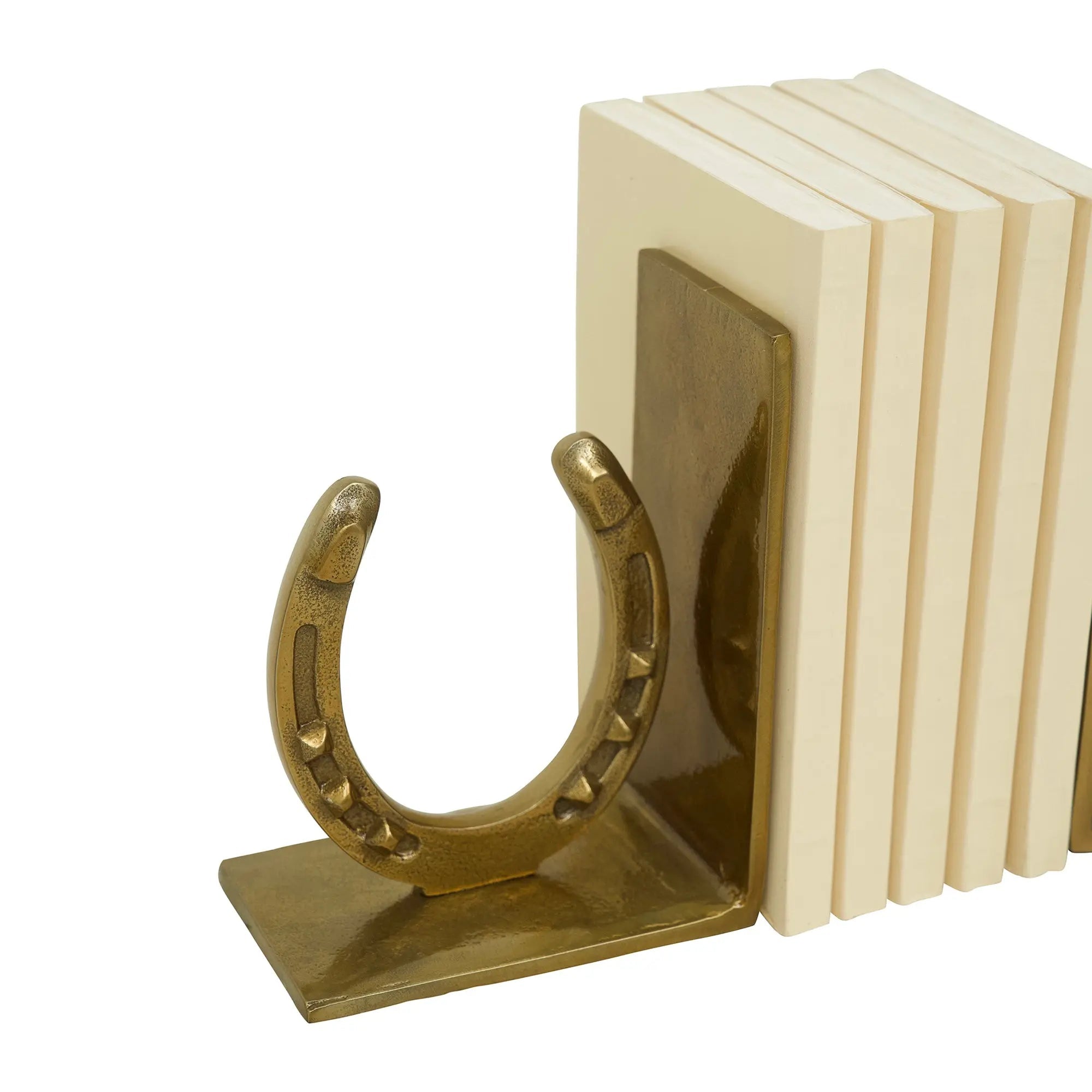 Huntley Equestrian Antique Brass Horseshoe Bookends