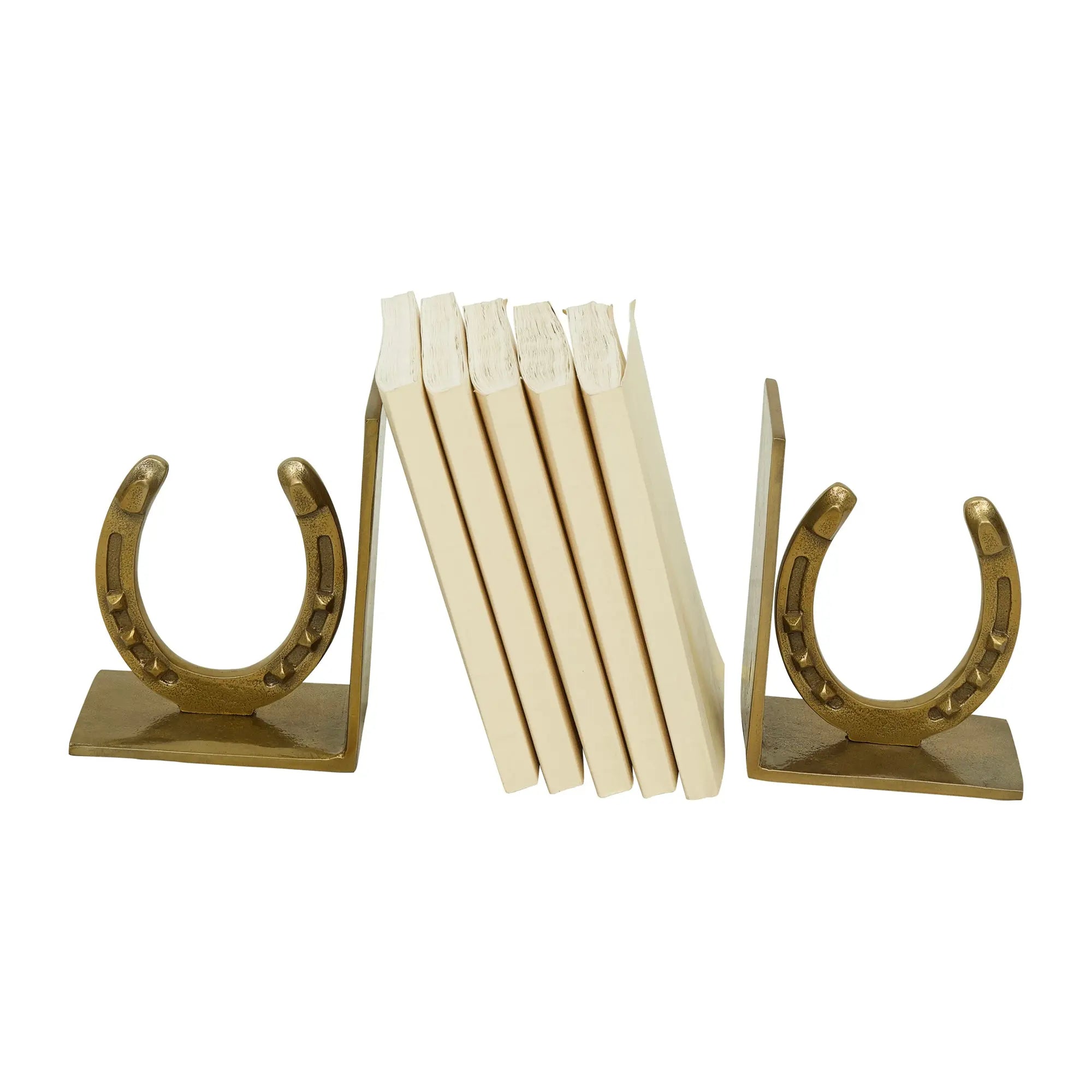 Huntley Equestrian Antique Brass Horseshoe Bookends