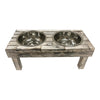 Huntley Pet Berjen Table Elevated Double Bowl Pet Feeder, White Wash