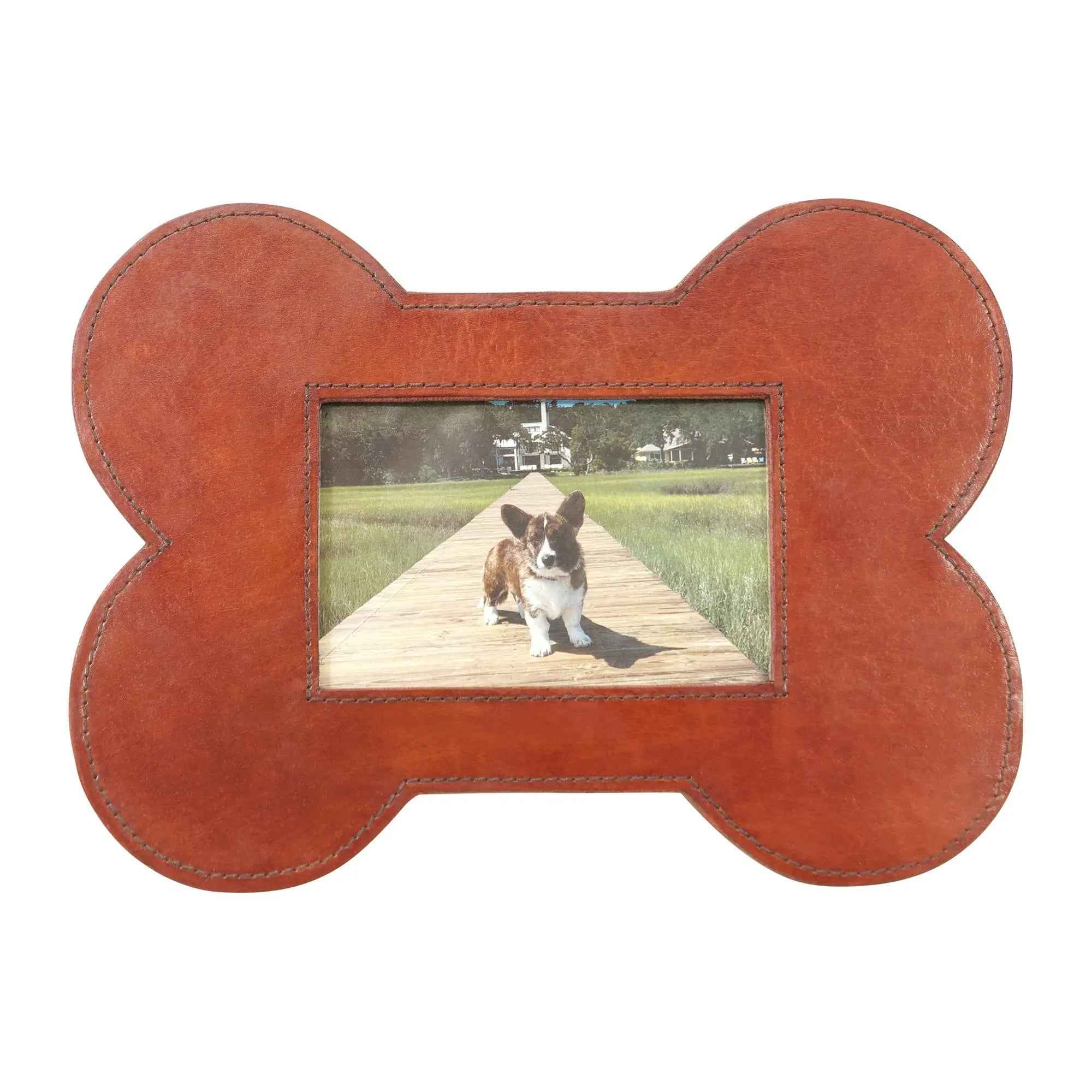Huntley Pet Leather Bone Shaped 4x6 Picture Frame