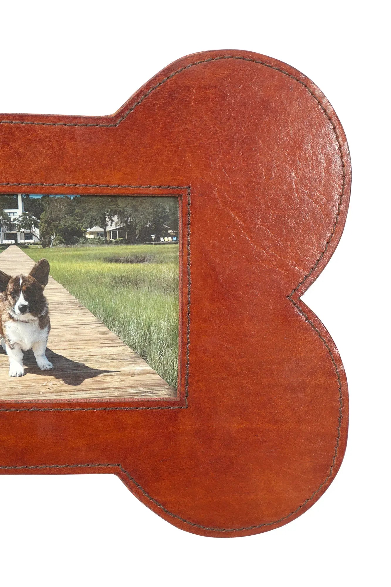 Huntley Pet Leather Bone Shaped 4x6 Picture Frame