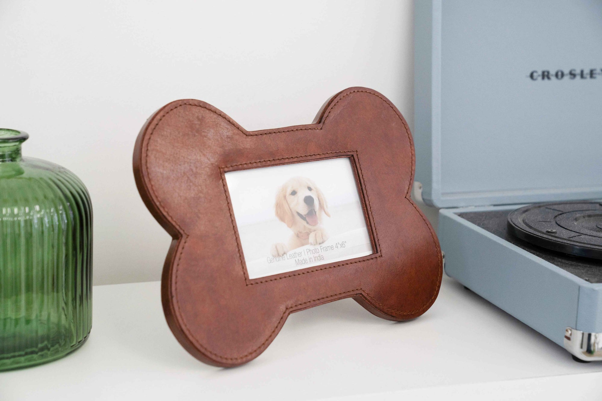 Huntley Pet Leather Bone Shaped 4x6 Picture Frame
