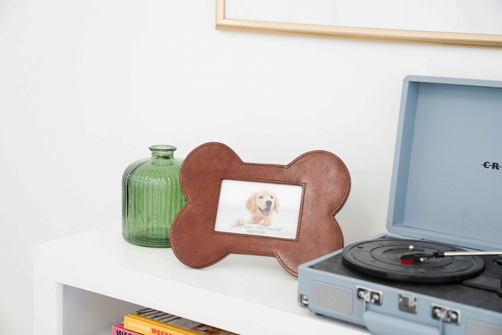 Huntley Pet Leather Bone Shaped 4x6 Picture Frame