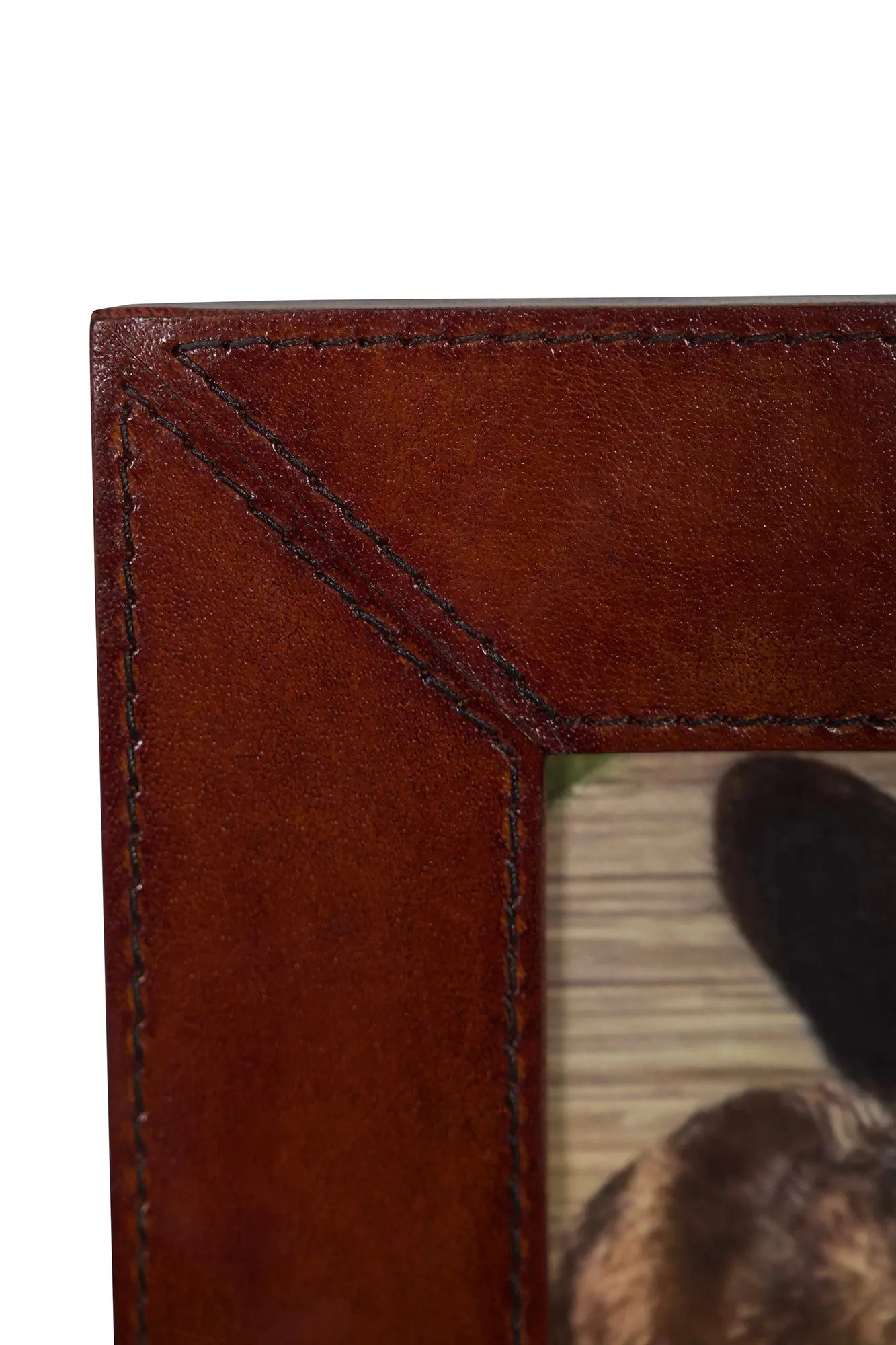Huntley Pet Leather 5x7 Picture Frame with Silver Bone Accent