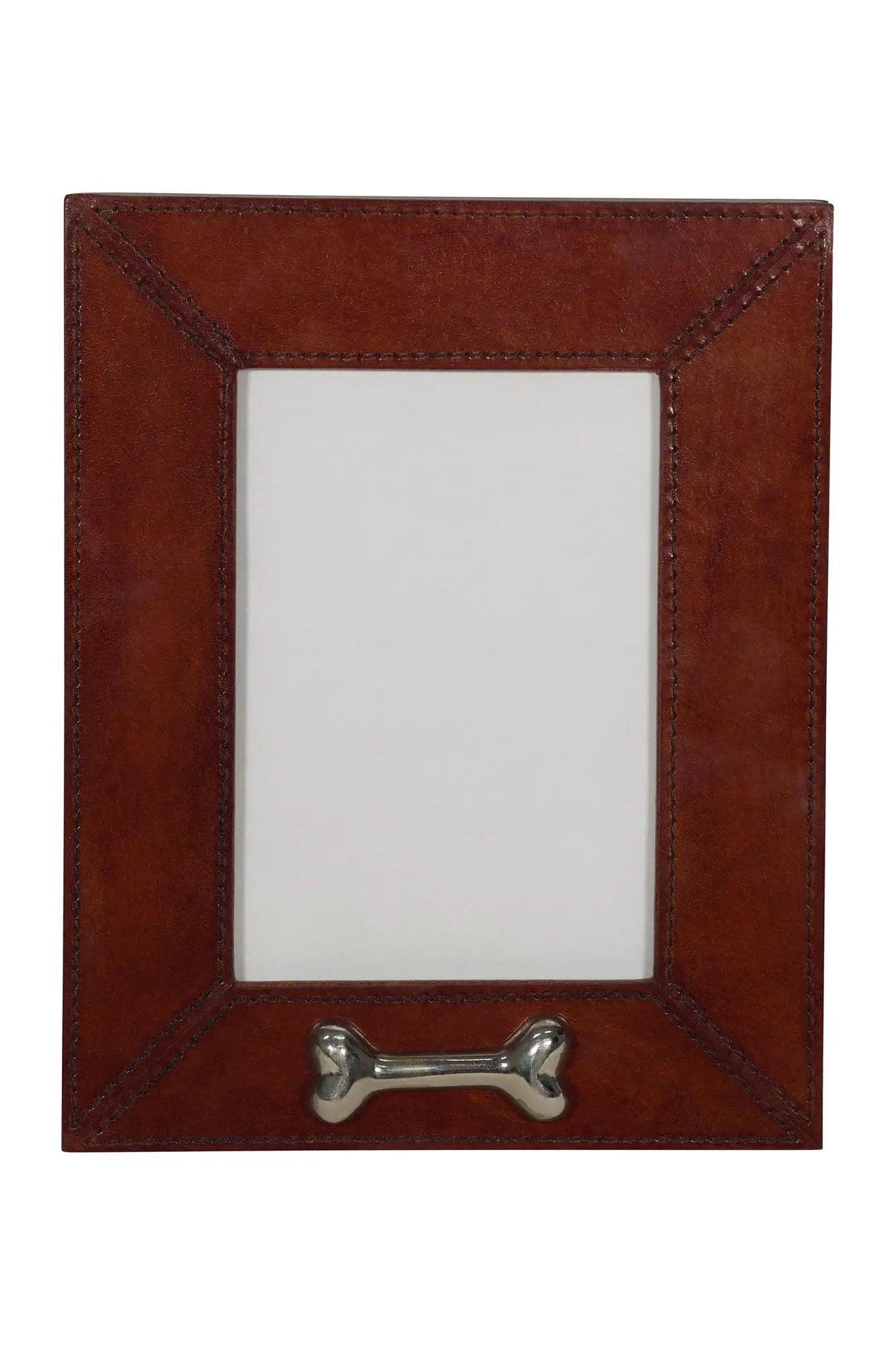 Huntley Pet Leather 5x7 Picture Frame with Silver Bone Accent