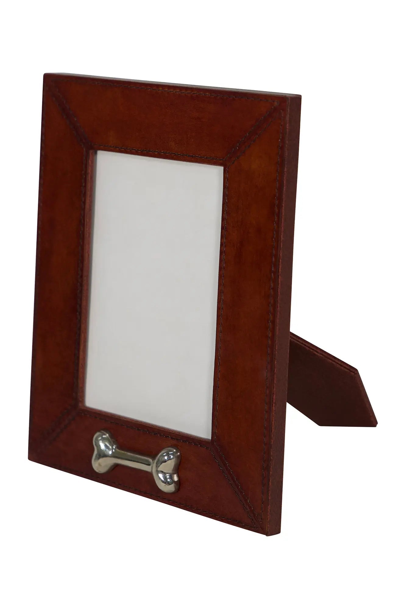 Huntley Pet Leather 5x7 Picture Frame with Silver Bone Accent