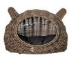 Huntley Pet Wicker Cat Shaped Play House Pet Bed with Cushion