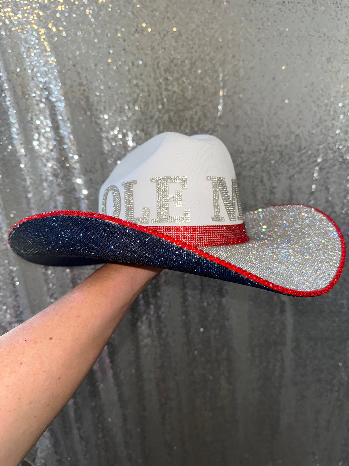Ole Miss Rhinestone Cowgirl Hat - detail view | HT Animal Supply