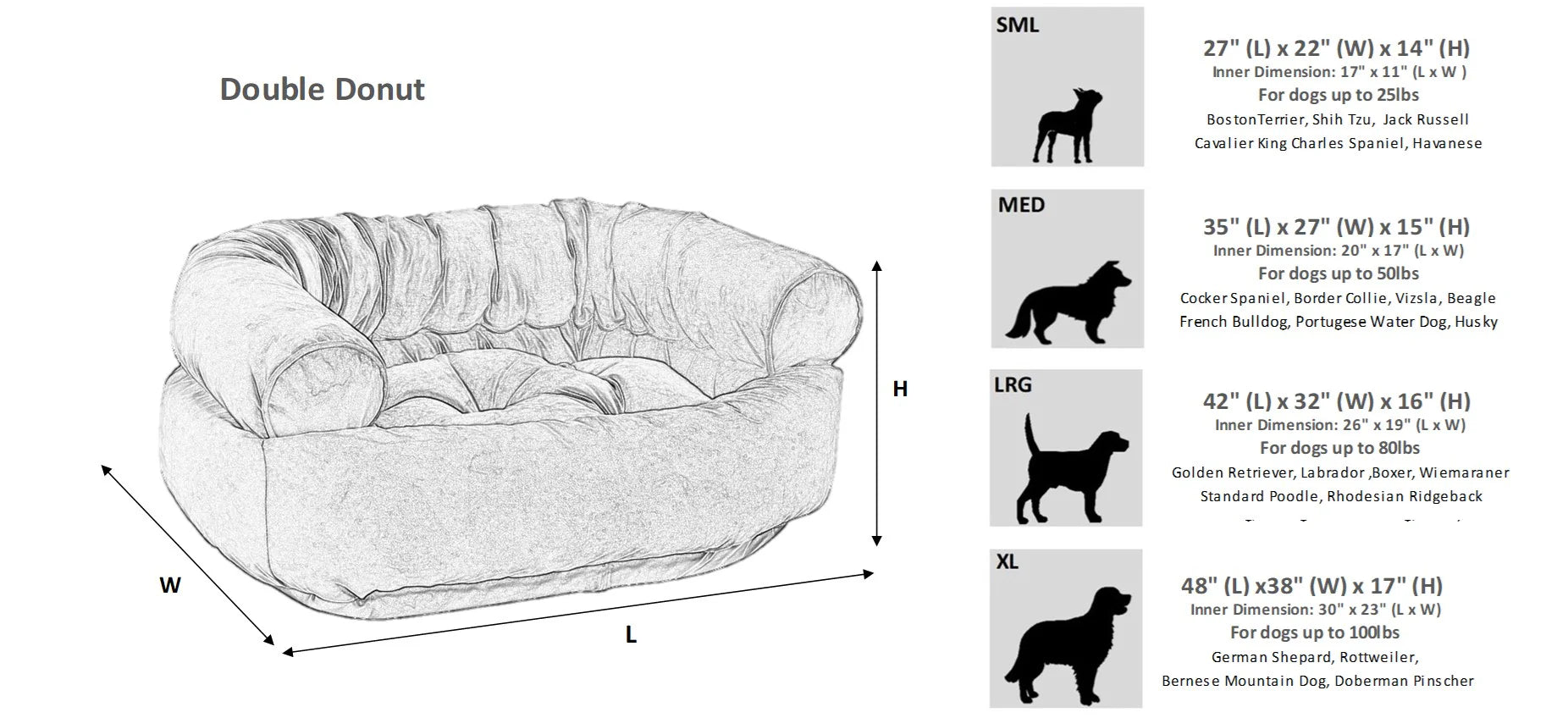 Bowsers Double Donut Calming Dog Bed - Luxury Orthopedic Sofa Bed