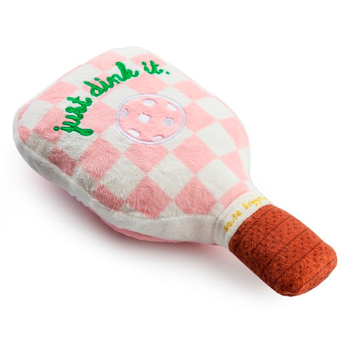 Haute Diggity Dog Pink Checker Pickleball Paddle Plush Dog Toy